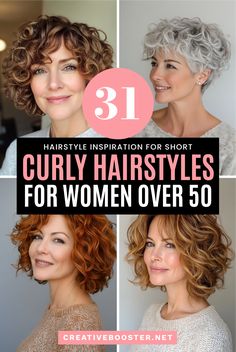 34 Ultra-Chic Short Curly Hairstyles for Women Over 50 in 2024 – CreativeBooster Layered Bobs, Silver Highlights