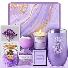 lavender gift set with candle and card