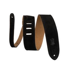 a black leather belt with holes on the side and a brown sued strap around it