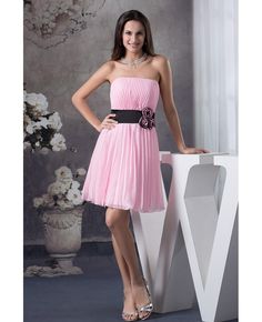 Shop best price a-line strapless short chiffon homecoming dress with flowers online. Free Shipping and Custom-made. Pro since 2009. Pink Prom Dresses Short, Strapless Chiffon Dress, Dama Dresses, Pink Prom Dress, Cute Wedding Dress, Pink Bridesmaid Dresses, Short Bridesmaid Dresses, Mothers Dresses, Fall Wedding Dresses