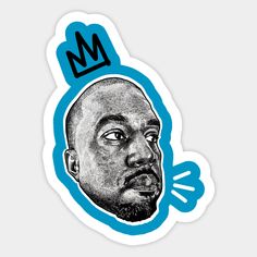 a sticker with a drawing of a man's head and crown on top