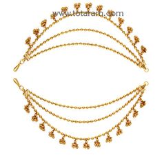 22K Gold Champasaralu - Gold Ear Chain - 1 Pair - 235-GEM408 in 31.500 Grams Gold Earrings For Kids, 22k Gold Jewelry, Gold Bride Jewelry