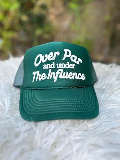 One size fits all trucker hat. Made with professional grade puff vinyl. Message us for custom requests! Golf Gifts For Women Ideas, Trucker Hat Sayings, Funny Trucker Hats For Women, Trucker Hat Ideas, Trendy Trucker Hats, Summer Trucker Hat, Puff Vinyl, Golf Girl