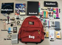 How To Organize Your Bookbag, Backpack Tour, Backpack Must Haves, Purse Must Haves, Scatter Brain, College Backpack Essentials, Studie Hacks