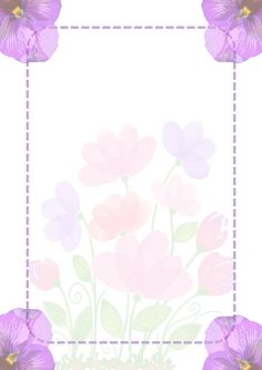 a pink and purple flower frame on a white background