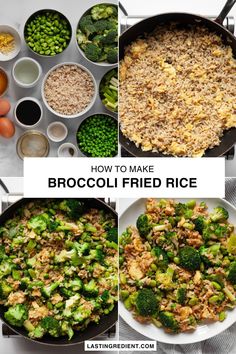 broccoli fried rice in a skillet with different ingredients