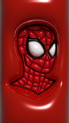 an image of a spiderman face on a red background