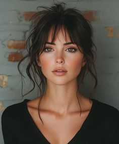 volume hairstyles medium mid length bangs - AskNaij Fringe Bangs Medium Length Hair, Flat Forehead Hairstyles, Hairdos With Bangs, Feathery Bangs, Hair Chair, New Long Hairstyles, Layered Haircuts With Bangs, Layered Hair With Bangs, Split Hair