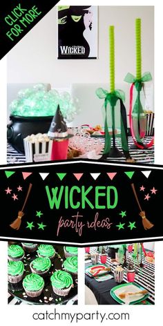 Check out this 'popular' Wicked birthday party! The table settings are incredible! ​ ​See more party ideas and share yours at CatchMyParty.com