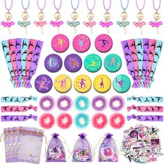 PRICES MAY VARY. Package included: 50 x stickers, 10 x necklaces, 10 x hair ties, 12 x Button Pins, 10 x bags, 10 x hair nets. The specific dimensions are shown in the drawing. CHOKING HAZARD-Small parts. Not for children under 3 years. Material: necklace and button pins are made of metal and plastic material which is healthy and harmless. Bags and hair loops use the material organza and PET. Uses: when you plan a gymnastics themed party or birthday party, you definitely won’t miss these gymnast Gymnastic Themed Birthday Party, Gymnastics Theme Birthday, Gymnastics Party Decorations, Gymnastics Birthday Party Favors, Gymnastics Theme Party, Gymnastics Theme Birthday Party, Cheer Birthday Party, Gymnastics Party Favors, Gymnastics Birthday Party