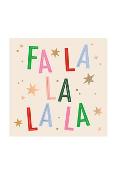 the word fala la is surrounded by stars and confetti