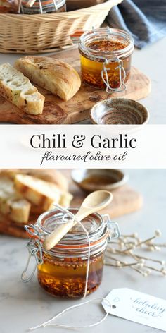 some bread and jam are on a cutting board