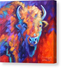 a painting of a bison is featured on the website