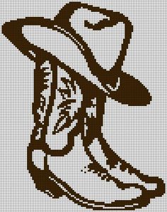 a cross stitch pattern with a cowboy's hat and boots on the bottom side