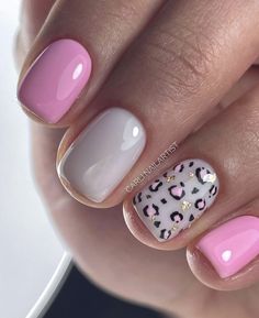 Vacation Short Nail Designs, Best Short Nail Colors, Trending Nails Spring 2024, Trendy Short Nails Summer Gel, Boho Inspired Nails, Gel Nails Leopard Print, Feb Nail Designs, Spring Leopard Nails, Summer Leopard Nails