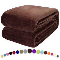 the blanket is brown and has many different colors