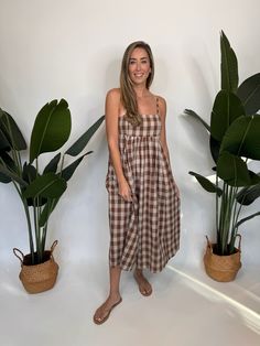 Grade & Gather Big Side Pocket Dress Brick Gather Dress, Apparel Boutique, Gathered Dress, Gingham Print, Pocket Dress, Short Rompers, Side Pocket, Tie Back, Boutique Clothing