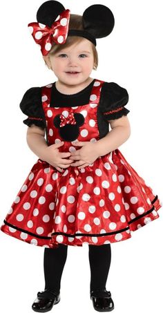 This red Minnie Mouse costume for kids features a black velvet undershirt, red satin skirt with white polka dots, and a velvet Minnie ear and bow headband. Minnie Mouse Costume For Kids, Halloween Costumes Baby Girl, Newborn Halloween Costumes, Boys Diy, Black Velvet Shorts, Newborn Halloween, Costume Disney, Minnie Mouse Costume