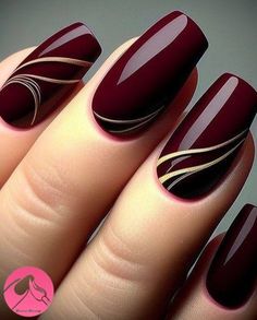 Burgundy Acrylic Nails, Manicure Nail Designs, September Nails, November Nails, Fancy Nails Designs, Pretty Nail Art Designs, Black Nail, Pretty Nail Art, Neutral Nails