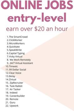 a poster with the words online jobs entry - level earn over $ 20 an hour