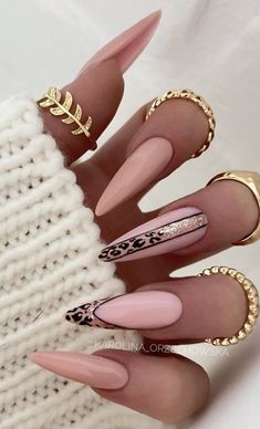 Lace Nail Design, Boho Nails, Pointy Nails, Wow Nails, Diva Nails, Leopard Nails, Almond Nails Designs, Acrylic Nails Coffin Pink