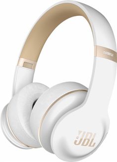 the jbl headphones are white and gold