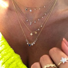 Starburst Dainty Necklace Dainty Necklace Diamond, Diamond Necklaces, Gold Bead Necklace, Diamond Charm, Gold Necklace Layered, Diamond Flower, Diamond Gold, Jewelry Inspo, Dainty Necklace