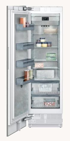 an open refrigerator with its door wide open