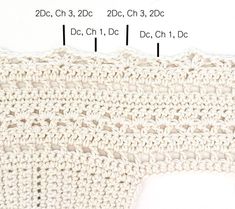 the crochet pattern is shown with measurements