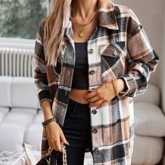 New Plaid Button Down Jacket Armpit To Armpit 22.4” M,6 Length 30.3” Armpit To Armpit 23.6 L, 8, 10, Xl,12 Length 30.9” 100% Polyester Pockets Fall Winter Spring Summer Luxury Ladies Women’s Wear Winter All Season Shirts & Blouses Jersey Tops Party Day Going Out Shirts White Accessories Dress Style Cocktail Sleeves Cardigan Pair With Sweater Preppy Sexy Hot Boho Trendy Vogue Posh Sassy Girly Date Night Elegant Dressy Fashionable Chic Tomboy Simple Bold Fun Classy Office Classy Wedding Party Cock Chic Tomboy, Classy Office, Summer Luxury, Sweater Preppy, Jersey Tops, 2025 Fashion, Winter Plaid, White Accessories, Casual Long Sleeve Shirts