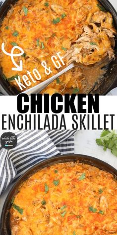 the chicken enchilada skillet is ready to be eaten