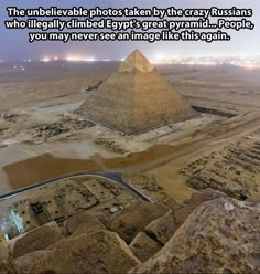 an aerial view of the great pyramids in egypt