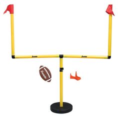 an image of a football game on the field with goal posts and cones around it