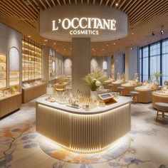 Perfume Workshop Interior, Fragrance Shop Interior Design, Loccitane Store, Shop Door, Perfume Pop Up Store, Small Perfume Shop Interior Design, Retail Product Display, Perfume Store Design, Beauty Product Display