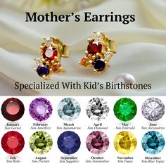 ♥ Gemstone Stud Earrings ♥ H O W ∙ T O ∙ O R D E R 1- Select Finish from the menu. 2- Choose Number of Birthstones you want.  3- Please write your birthstones in the Personalization Box. PRODUCT ∙ DETAILS Stone size is  3*2*1 mm Maximum up to 3 stones with your choice of colors. * Birthstone Earrings can be personalized with the following BIRTHSTONE COLORS: January Birthstone: Garnet February Birthstone: Amethyst March Birthstone: Aquamarine April Birthstone: Diamond May Birthstone: Emerald June Hypoallergenic Earrings For Mother's Day, Multi-stone Cubic Zirconia Earrings For Gift, Multi-stone Cubic Zirconia Anniversary Earrings, Round Cubic Zirconia Earrings For Birthday, Gemstone Cluster Earrings With Cubic Zirconia For Gifts, May Birthstone Jewelry With Prong Setting For Birthday, Mother's Day Gift Earrings With Cubic Zirconia, Personalized Cubic Zirconia Earrings For Gift, Multi-stone Cubic Zirconia Earrings For Anniversary