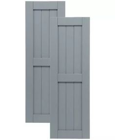 two gray wooden doors on a white background