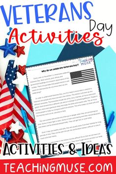 front view of a paper asking why we celebrate veterans day and a title of Veterans day activities and ideas. Veterans Day Middle School, Veterans Day Writing Activities, Veterans Day Meaning, Articles Activities, 5th Grade Activities, Life Science Activities, Fall Science