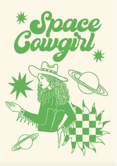 a green and white poster with the words space caugri