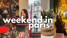 a collage of photos with the words weekend in paris on them and images of people walking around