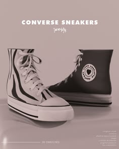 an advertisement for converse sneakers featuring two shoes with black and white stripes on the side