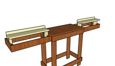 a wooden table with two benches on each end and one bench at the top that is attached to another piece of wood