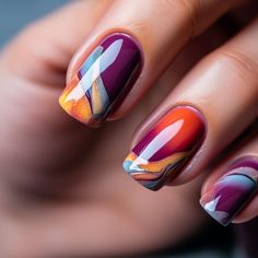 Fall Nail Color And Designs, November Nail Designs 2023, New Nail Trends 2023 Fall, Fall Nail Designs Flowers, Nail Art Designs 2024, October Nail Designs Fall, Alcohol Ink Nails, Nail Designs September, Fun Fall Nail Designs