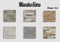 several different types of wood tiles with the words mutabosins on it in black and