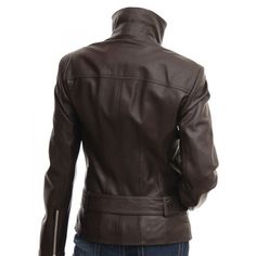 This brown leather jacket womens offers a rugged style with a classic, timeless design that perfectly combines contemporary fashion with functional features. Made of premium-quality full-grain leather, it ensures durability and comfort. This versatile leather jacket exhibits a tailored fit that is perfect for casual and formal gatherings. This brown leather jacket features a full front zip closure from top to bottom, with a shirt-style collar. It has four zipper pockets: two on the chest and two Classic Leather Jacket With Zipper For Fall, Leather Jacket With Zipper For Fall, Leather Jacket With Zipper Closure For Fall, Leather Biker Jacket For Office, Leather Biker Jacket With Long Sleeves For Office, Fall Business Biker Jacket, Office Leather Jacket With Long Sleeves, Fall Leather Biker Jacket For Business Casual, Fall Biker Outerwear For Business