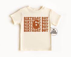 6th Birthday Boy Shirt ------DETAILS------ Printed with high quality inks that are  eco-friendly and Oeko-Tex certified Can be machine washed and dried For longer durability, turn inside out, wash cold and lay out to dry ------GARMENT OPTIONS------ --Bella + Canvas-- Super Soft! 100 % combed and ring spun cotton Grey 90% combed and ring spun cotton and 10% polyester 100% No Sweatshops & Eco-Friendly ----- PROCESSING TIME ---- Need it sooner? Please purchase our rush my order add on. https://www. 6th Birthday Shirt Boy, 6th Birthday Boy Shirt, Sixth Birthday Theme Boy, 6th Birthday Theme Boy, Boys 6th Birthday Party Ideas, 6th Birthday Boy Theme, 6th Birthday Boy, 6th Birthday Shirt, 6th Birthday Boys