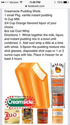 an ad for ice cream with orange flavor and other items on the screen, including two pops