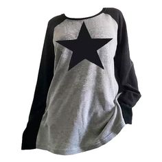 Skater Girl Star Top Patchwork Hoodies, E Girl Clothes, Preppy Tee, Harajuku Clothes, Back To School Fashion, Aesthetic 90s, Y2k Long Sleeve, Vintage Graphic, Kawaii Clothes