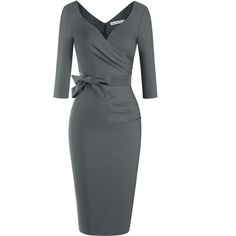 Women's Retro Vintage 3/4 Sleeve Dress Swing Dress Pin Up Style 1960s Design 65% Cotton 35% Spandex Design Swing Dress Concealed Zipper At The Side 3/4 Sleeves, Vintage V Neck, Slim Fitting, Knee Length Pencil Dress, Slit Hem For Easy Walking. It Comes With Sexy Bodice Bust Slim Fit And The Knee Length Pencil Dresses Cuts Create Gorgeous Curves. Measures In Inches ...Color Gray... Size 2xl Bust 38/44 Waist 36/40 Hips Free Length 44 1960s Design, Pencil Dresses, Dress Pin, Pin Up Style, Knee Length Dresses, Dress Cuts, Up Styles