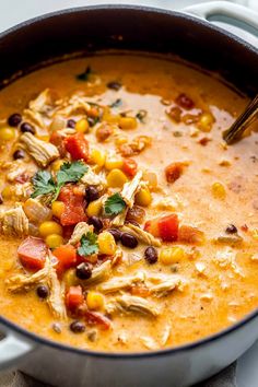 Creamy Chicken Taco Soup Chicken Taco Soup Instapot, Keto Chicken Taco Soup Recipes, Couscous Chicken Soup, Chicken Taco Soup With Cream Cheese, 5 Can Taco Soup Recipe, Mexican Chicken Soups, Taco Soup Recipe Chicken, Chicken Taco Soup Crock Pot, Ground Chicken Soup Recipes