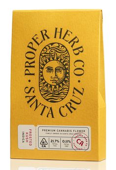 a yellow box with a label on it that says proper herb co santa cruz